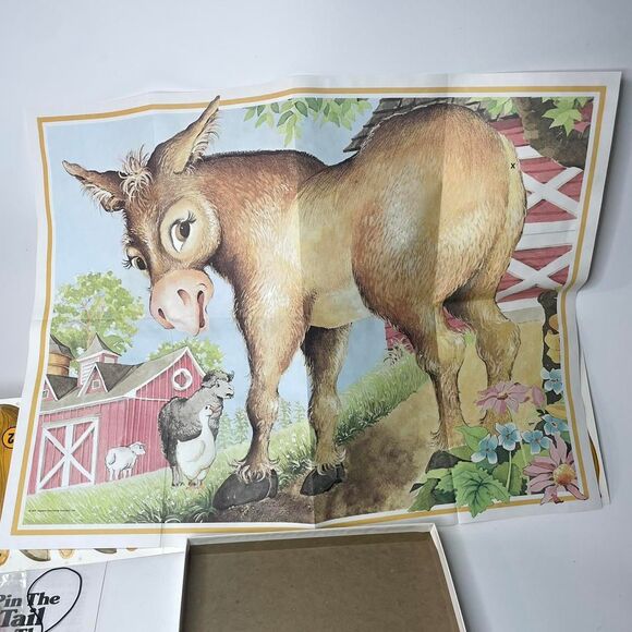 Vintage Classic Pin the Tail on the Donkey Birthday Party Game Cottage Farm Barn - Picture 2 of 7